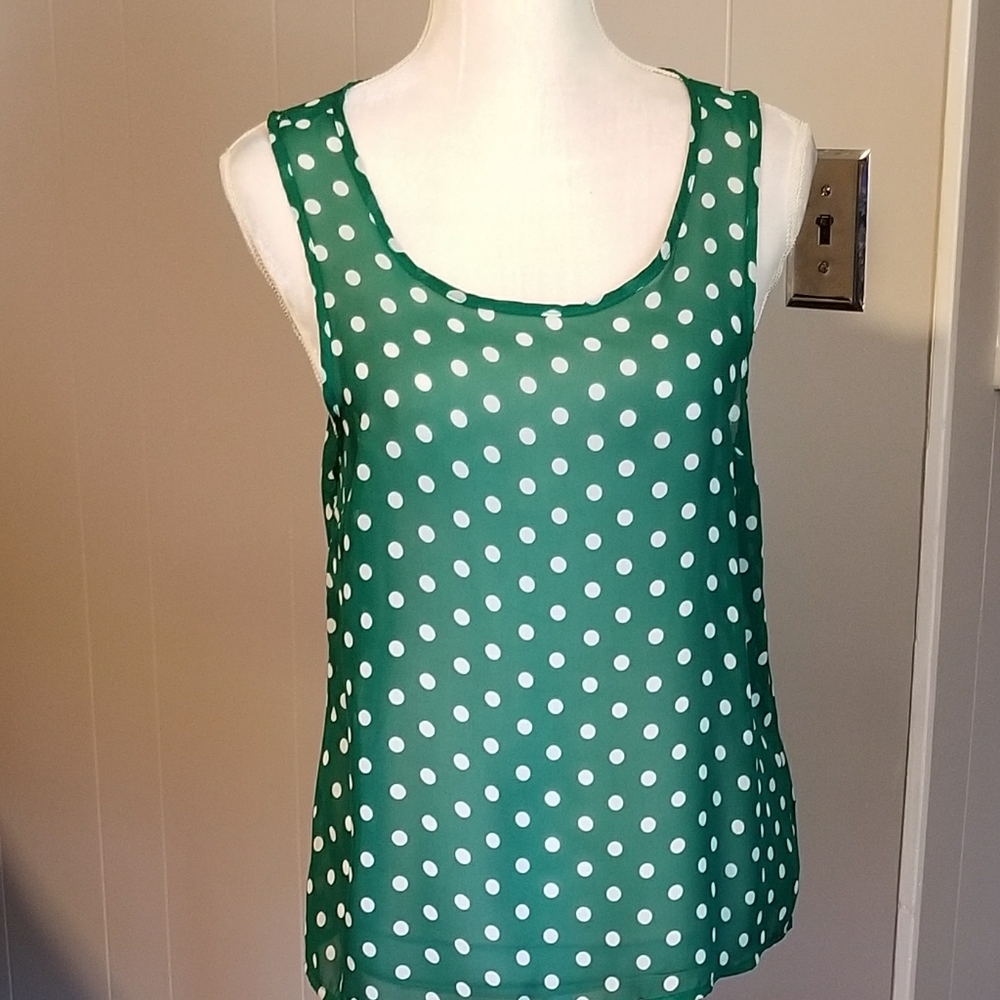Cute sheer polka dot tank top
